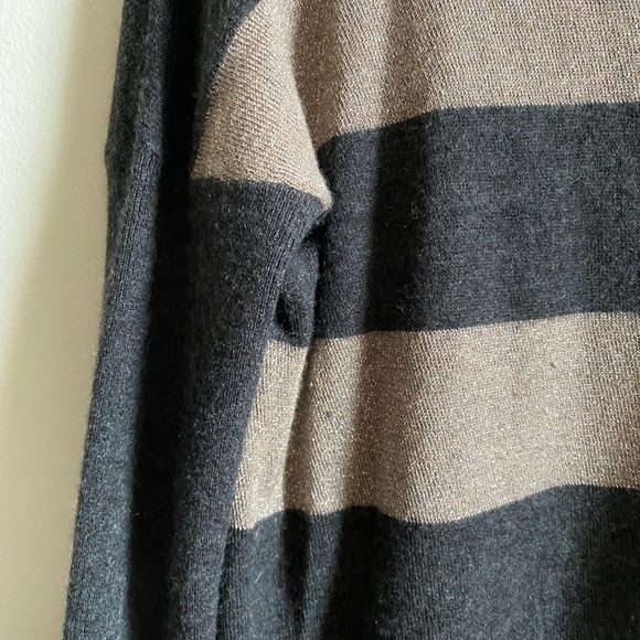 Vince Grey And Gold Metallic Stripe Cashmere Sweater L - Picture 4 of 9